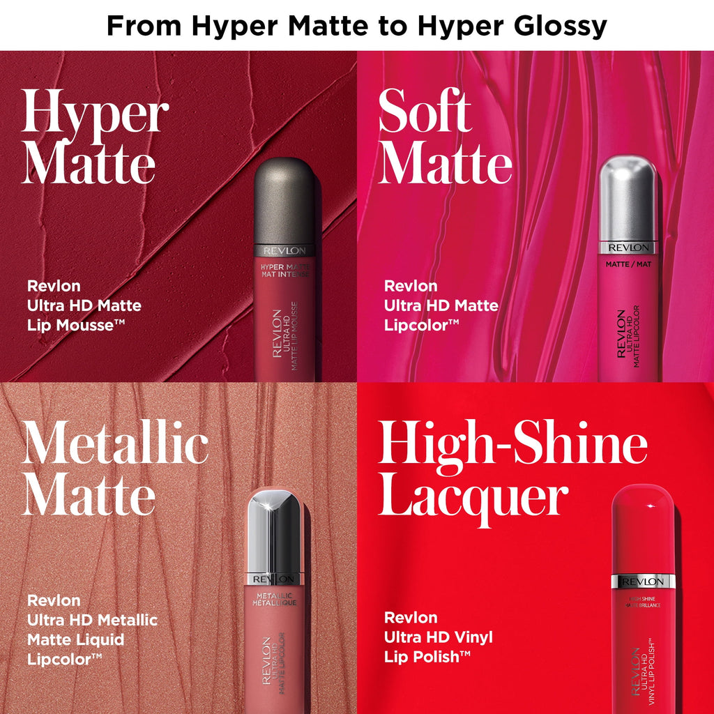 Revlon Ultra HD Metallic Matte Liquid Lipcolor, Liquid Lipstick, 100% Wax-Free, Flare
