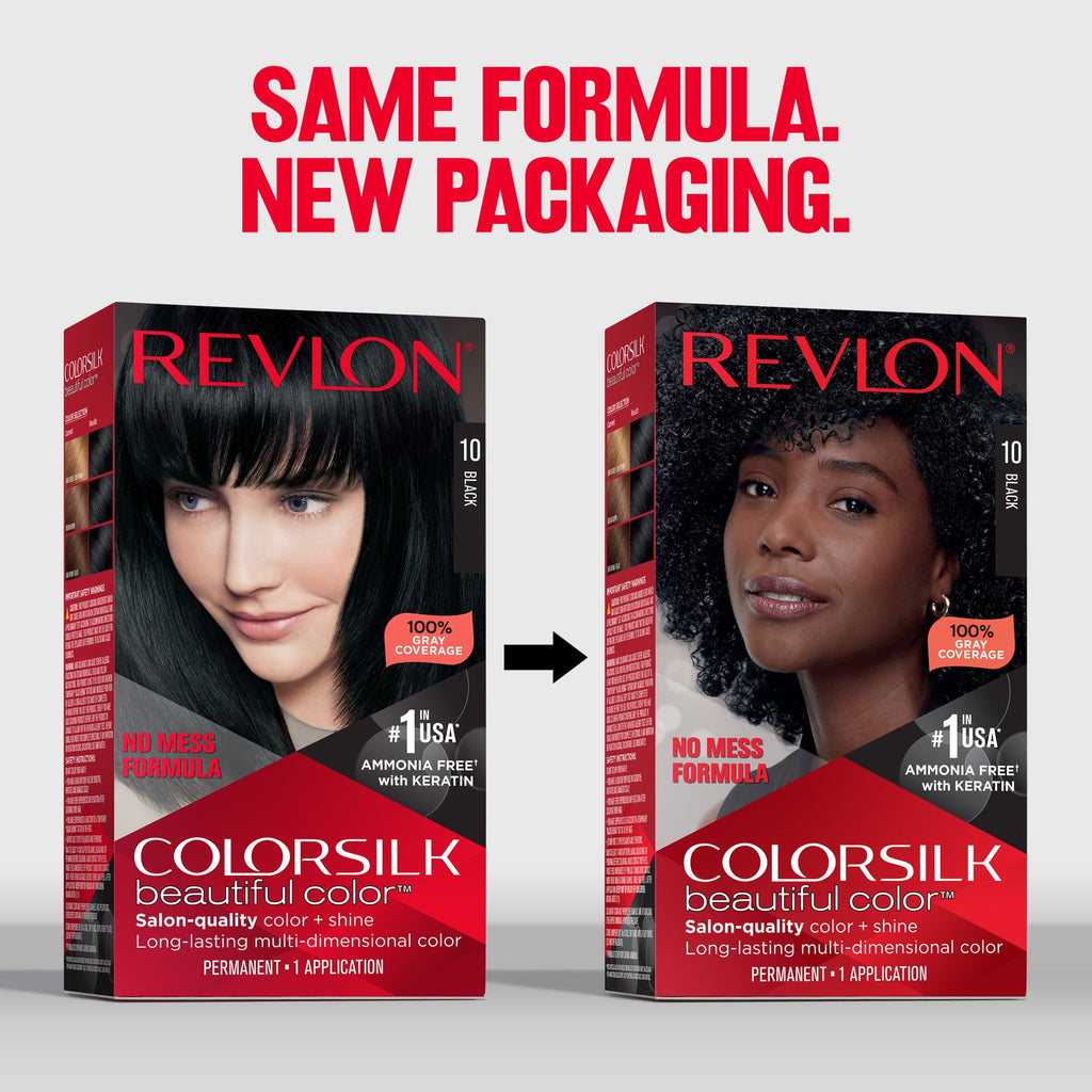 Revlon ColorSilk Beautiful Color Permanent Hair Color 3 Pack, Black, 3 Pack