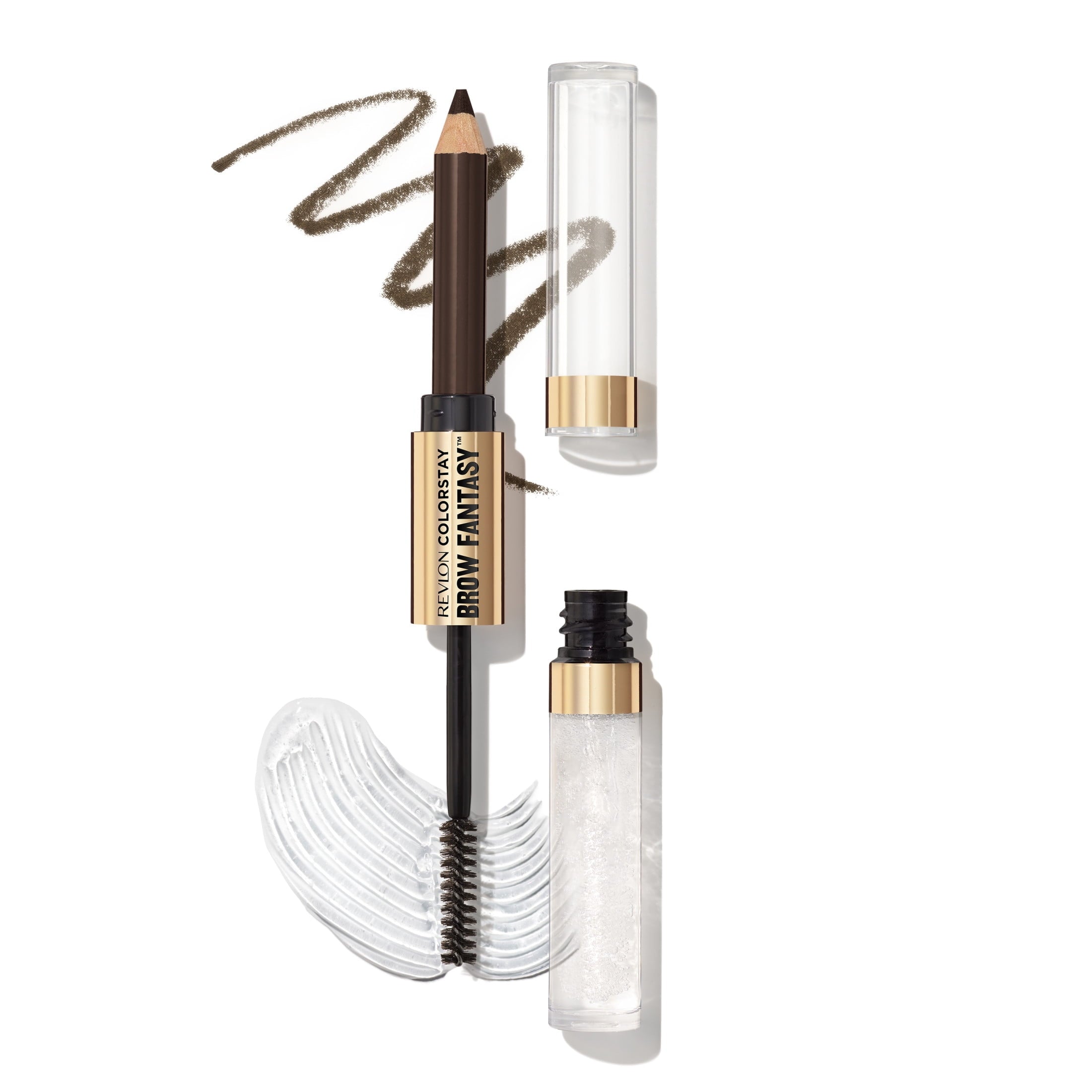 (4 pack) Revlon ColorStay Brow Fantasy, Eyebrow Pencil with Clear Shaping Gel, 004 Dark Brown