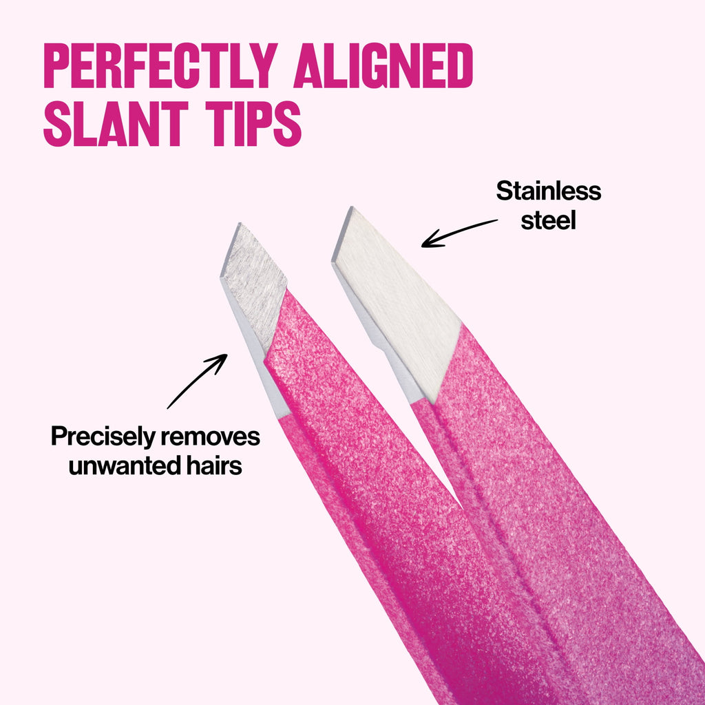 Revlon Diamond Slanted Tip Tweezers, High-Precision Hair Removal, Pink & Purple, 1 Count, 1 count