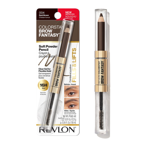 (4 pack) Revlon ColorStay Brow Fantasy, Eyebrow Pencil with Clear Shaping Gel, 004 Dark Brown