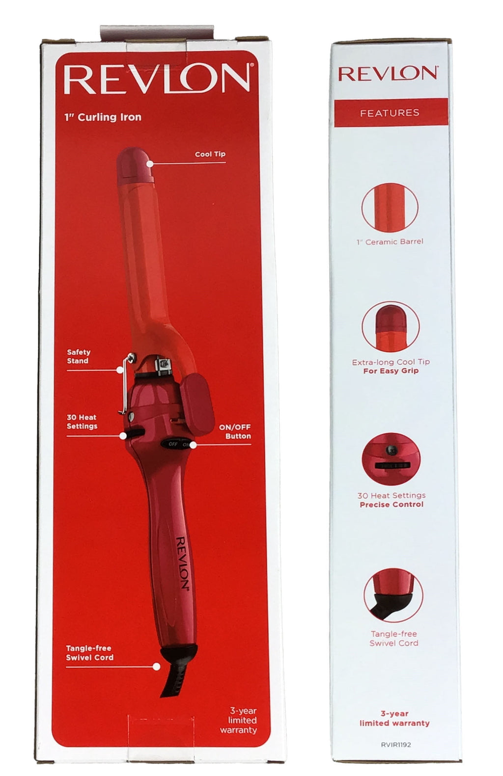 Revlon Take Control of Your Curls 1" Barrel 3X-Coated Ceramic Curling Iron - RED