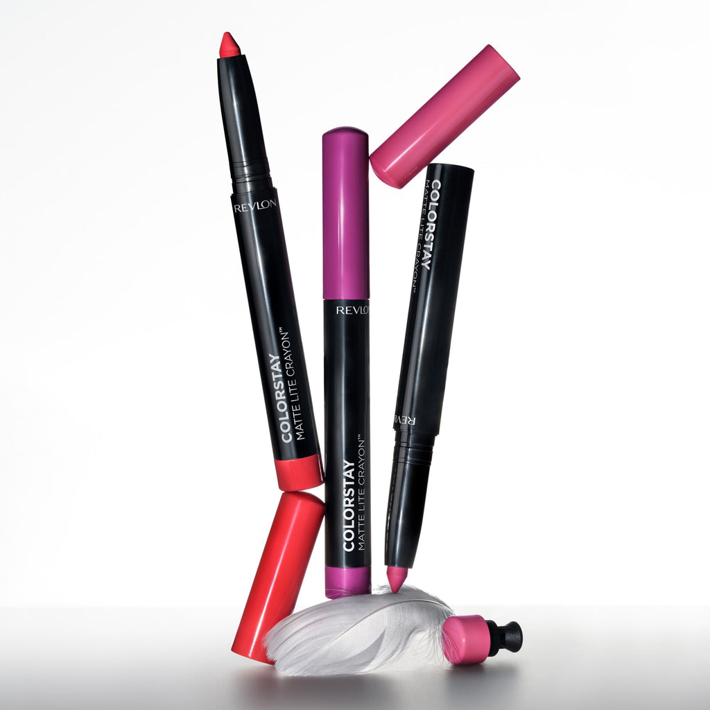 Revlon ColorStay Matte Lite Crayon Lipstick with Built-in Sharpener, Smudgeproof, Water-Resistant Non-Drying Lipcolor, 003 SoufflÃ© All Day, 0.049 oz
