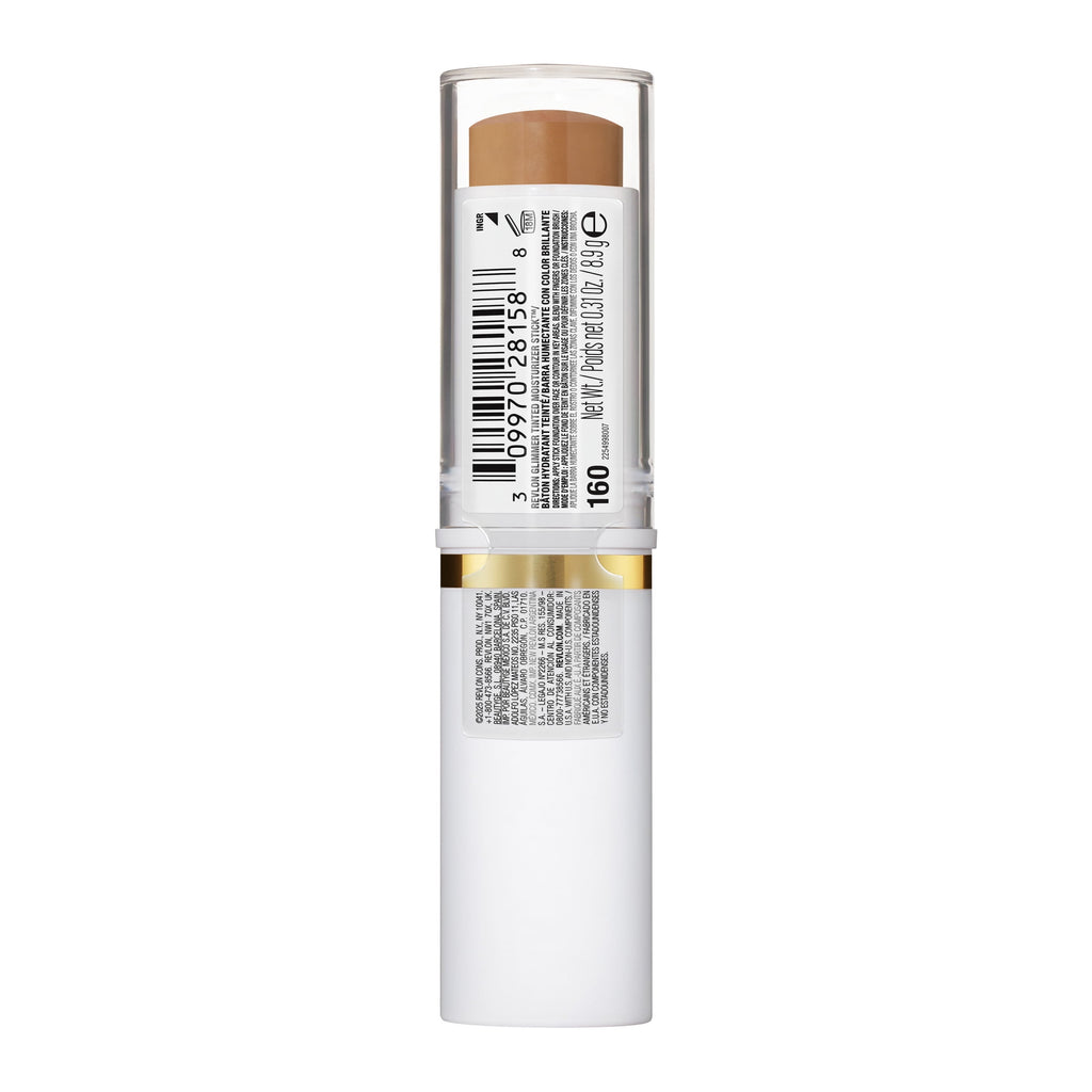 Revlon Glimmer Tinted Facial Moisturizer Stick, Light Coverage Foundation, 160, 0.31 oz