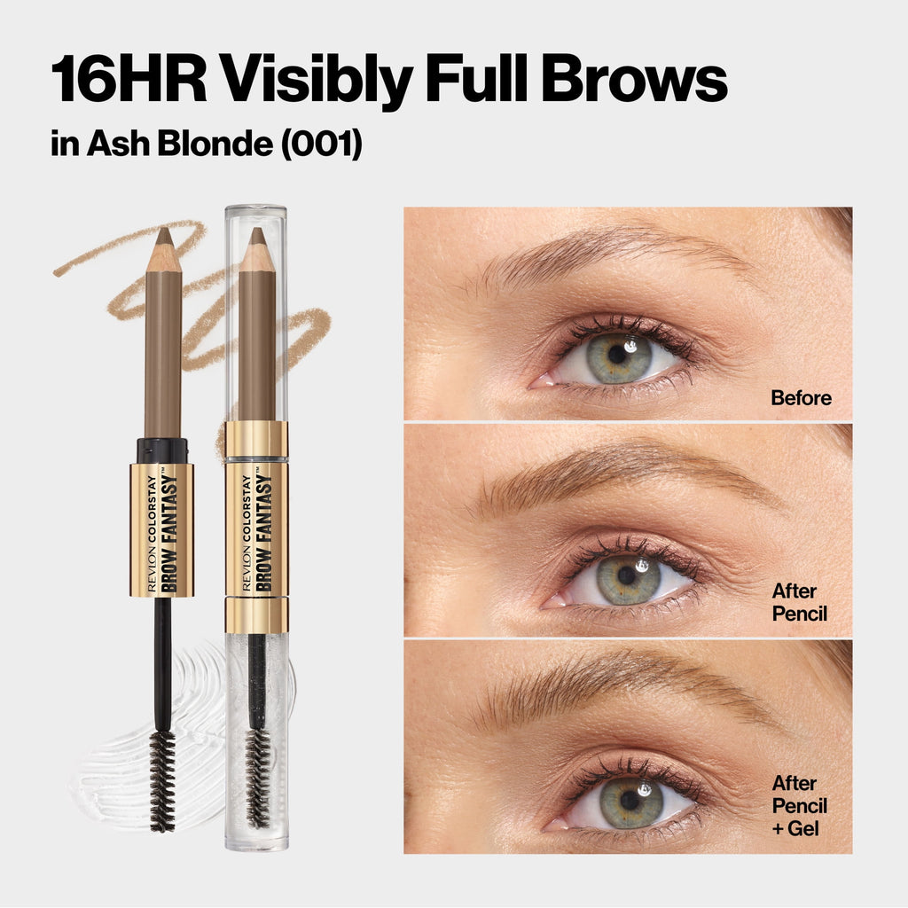 Revlon ColorStay Brow Fantasy, Eyebrow Pencil with Clear Shaping Gel, 001 Ash Blonde