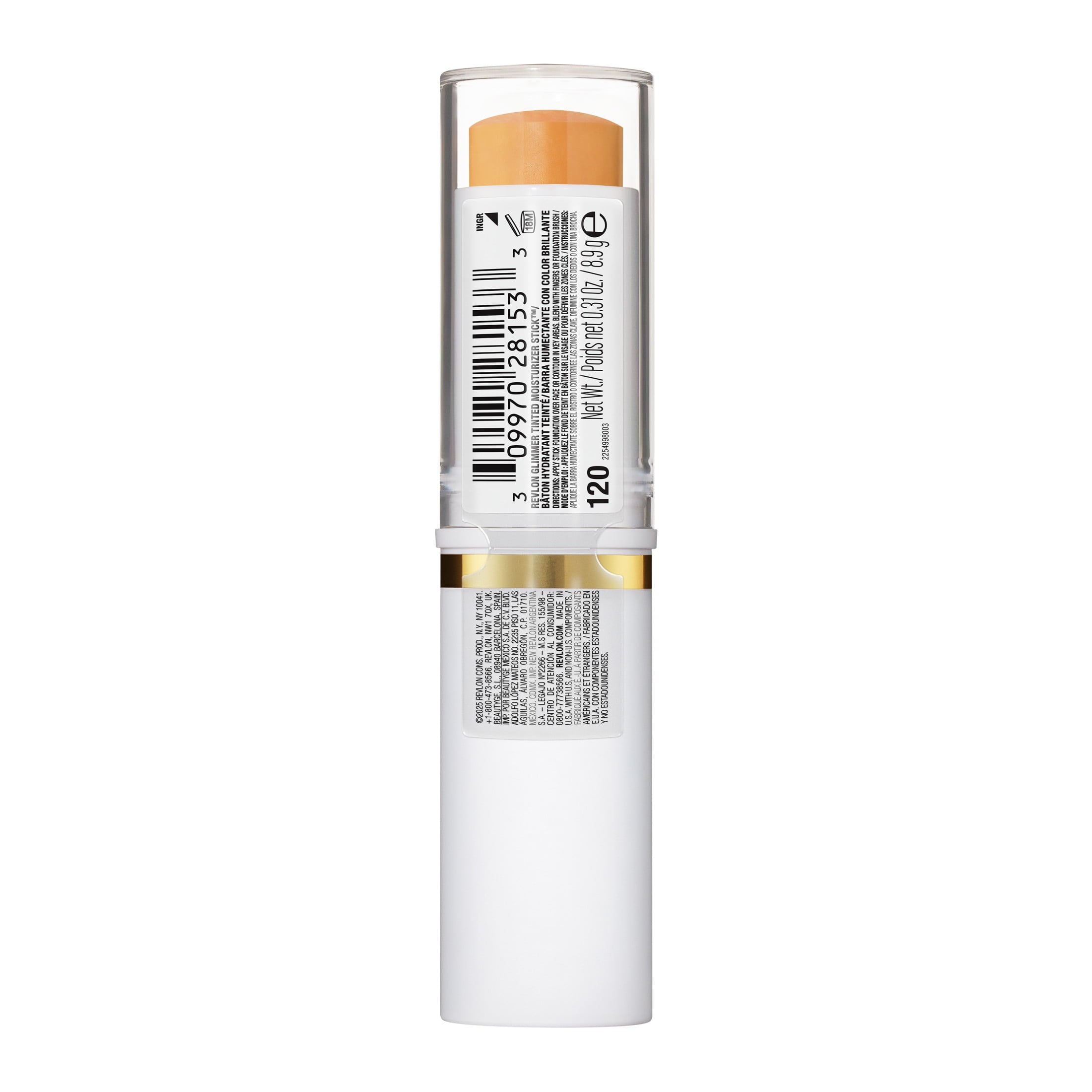 Revlon Glimmer Tinted Facial Moisturizer Stick, Light Coverage Foundation, 120, 0.31 oz