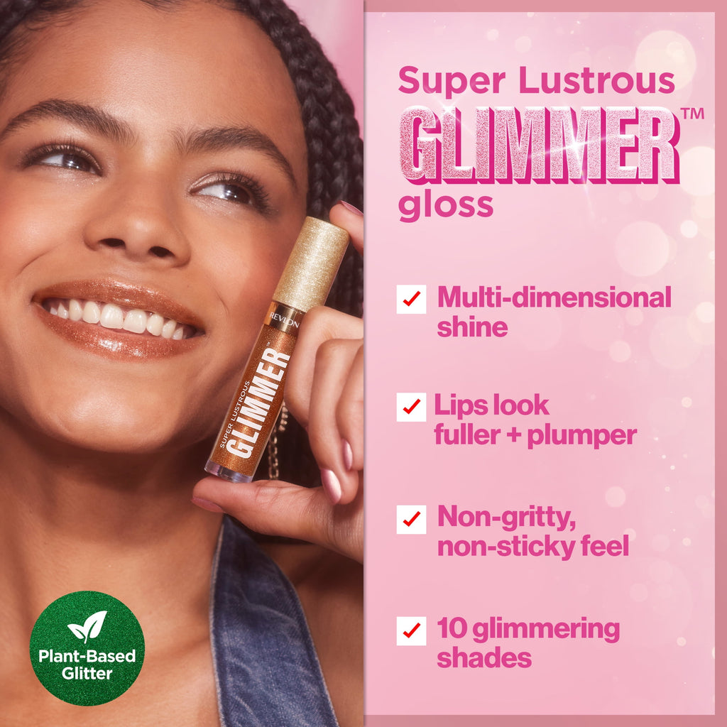 Revlon Super Lustrous Glimmer High-Shine Lip Gloss, 003 Lavender Lust, 0.13 fl oz