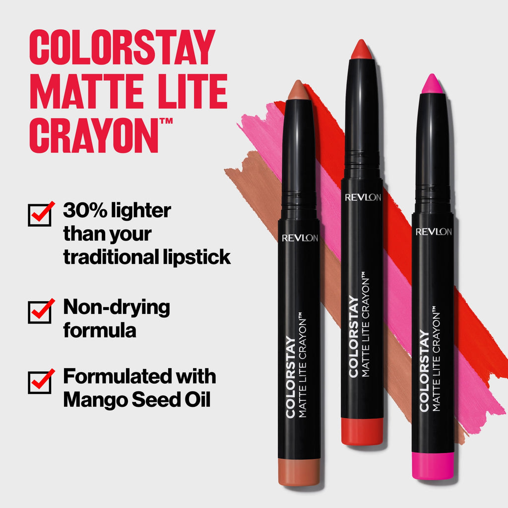 Revlon ColorStay Matte Lite Lip-Crayon, 012 On Cloud Wine, 0.049 oz