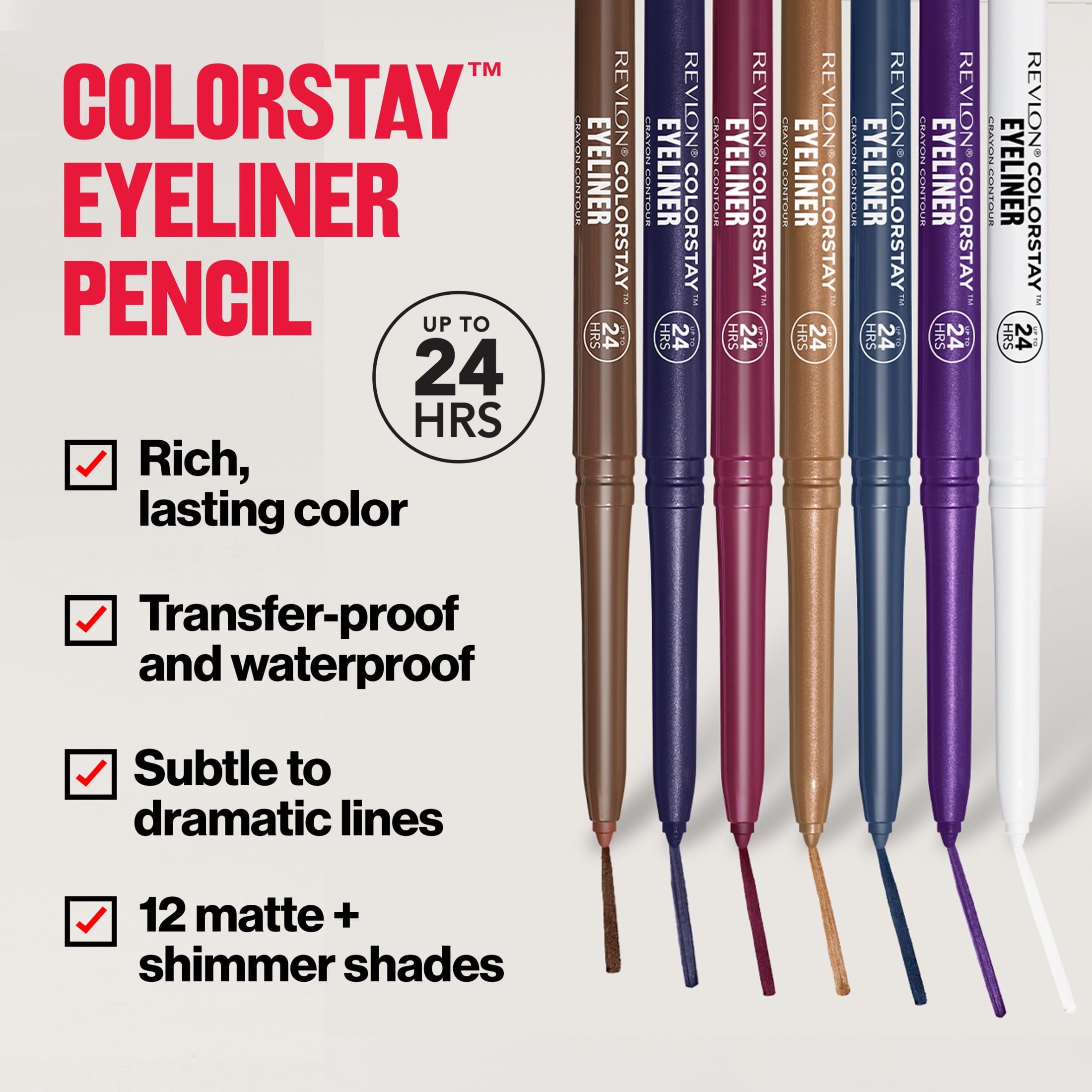 Revlon ColorStay Waterproof Eyeliner Pencil, Built-In Sharpener, 201 Black, 2 pack