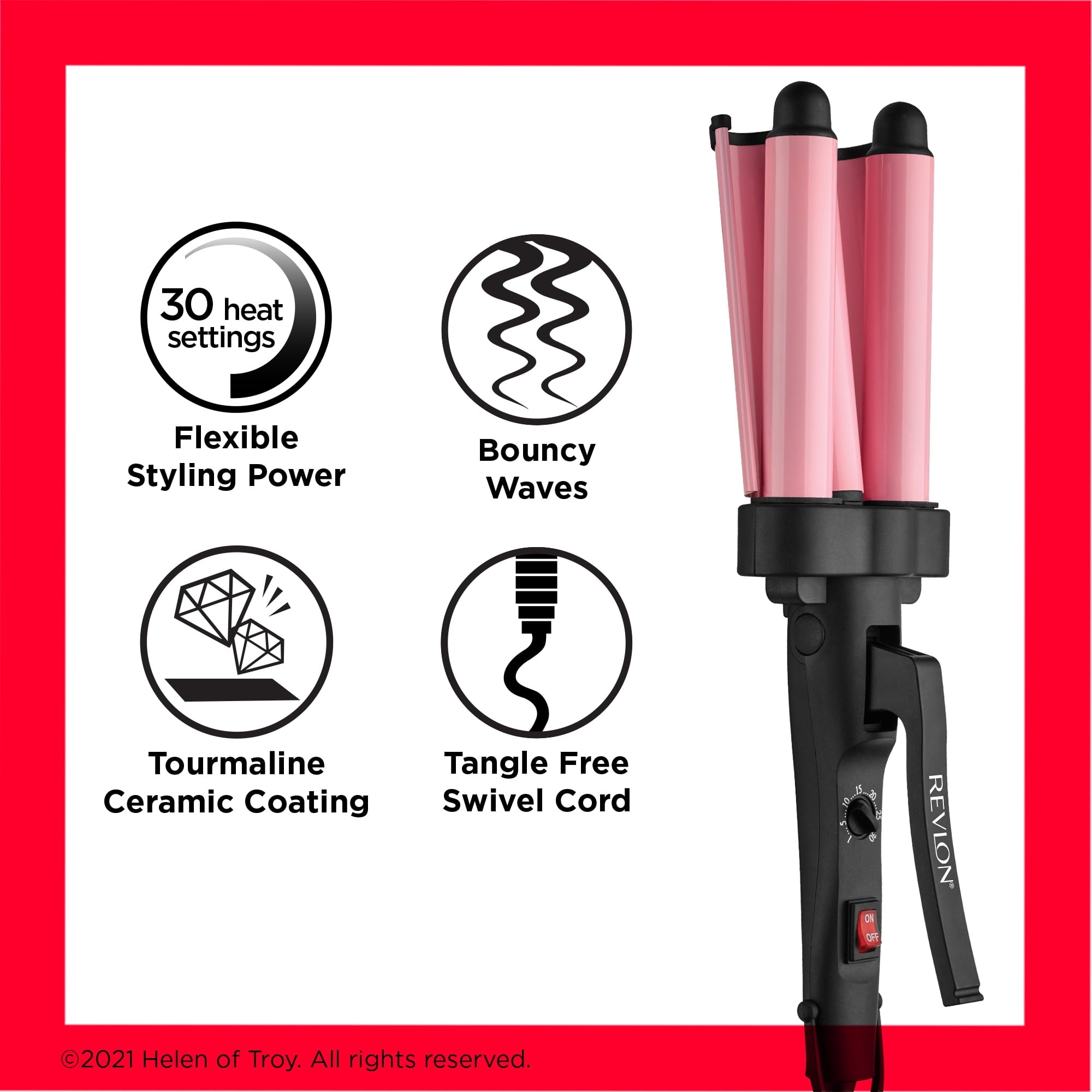 Revlon 3 Barrel Jumbo Ceramic Hair Waver, Pink