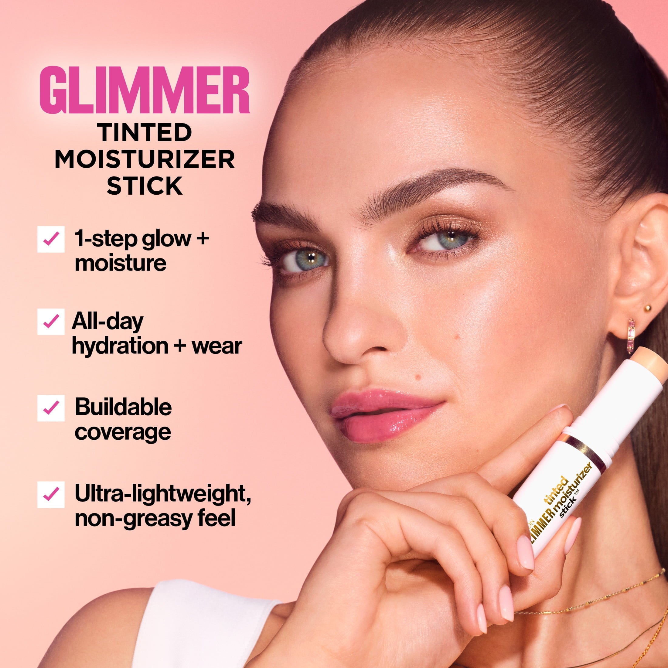 Revlon Glimmer Tinted Facial Moisturizer Stick, Light Coverage Foundation, 110, 0.31 oz