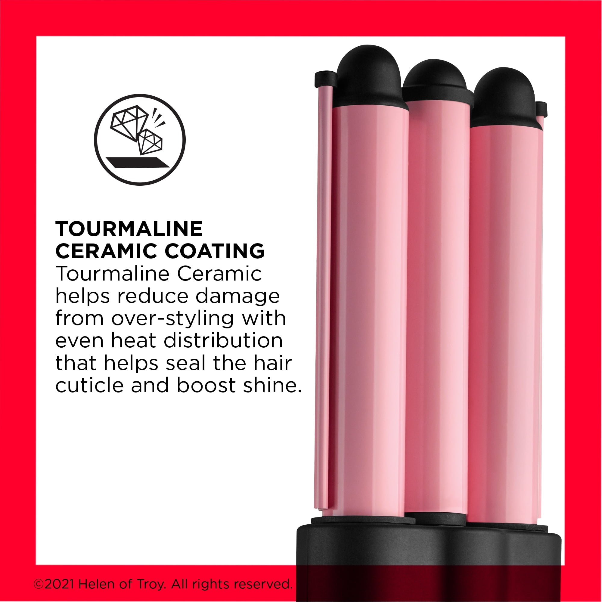 Revlon 3 Barrel Jumbo Ceramic Hair Waver, Pink