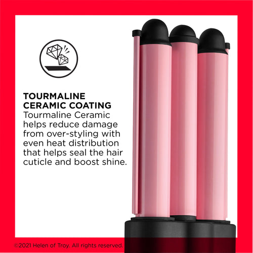 Revlon 3 Barrel Jumbo Ceramic Hair Waver, Pink