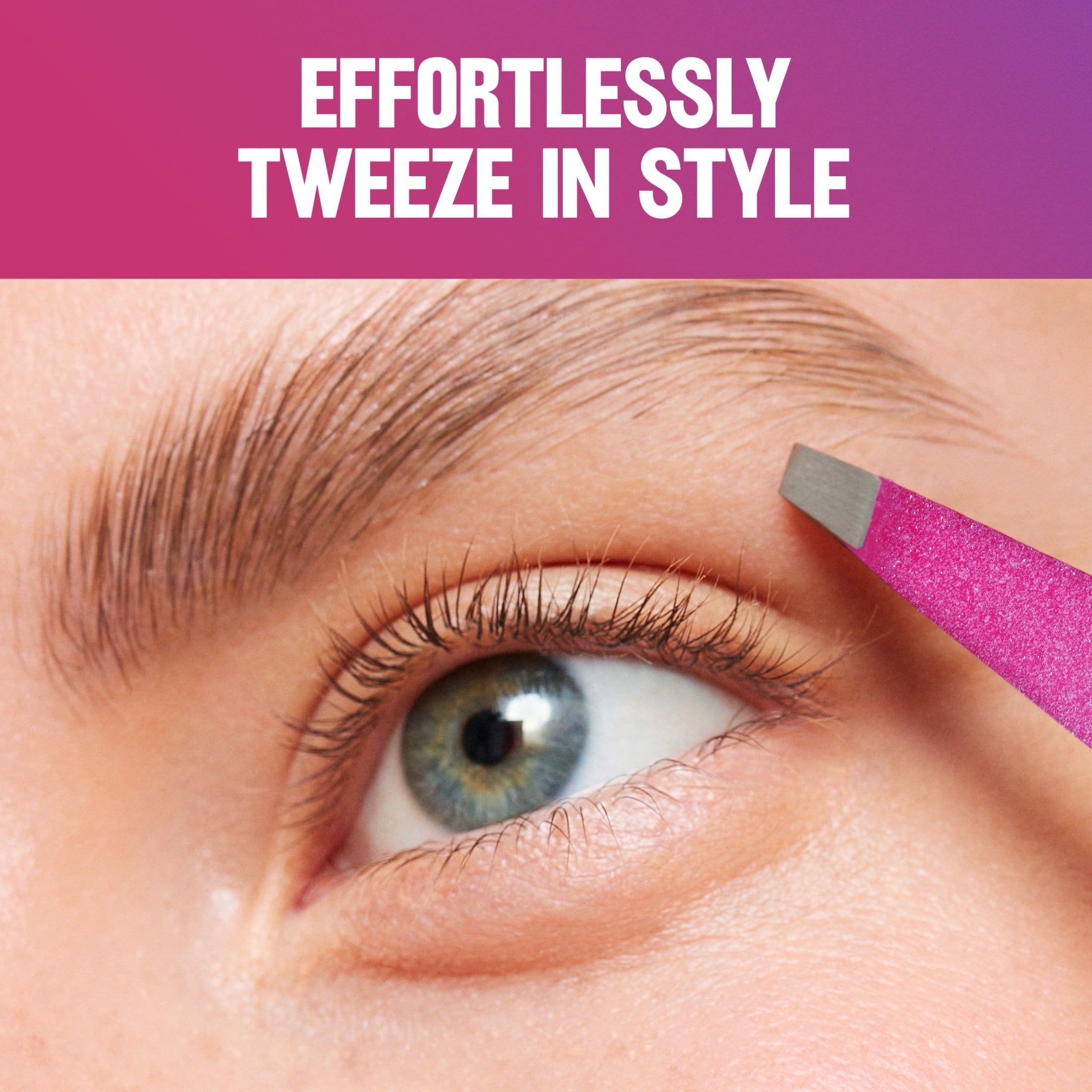 Revlon Diamond Slanted Tip Tweezers, High-Precision Hair Removal, Pink & Purple, 1 Count, 1 count