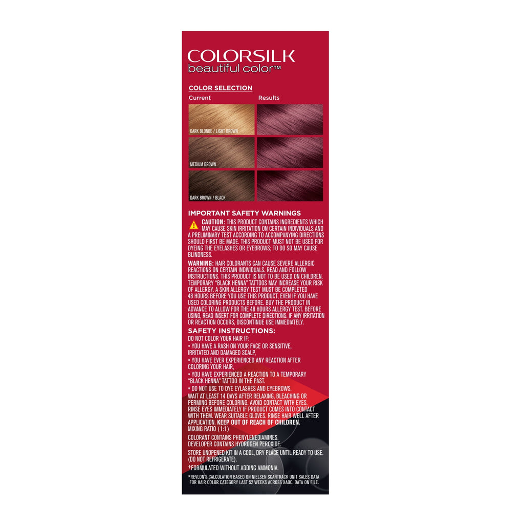 Revlon Colorsilk Beautiful Color Permanent Hair Color 3 Pack, 048 Burgundy, 3 Pack