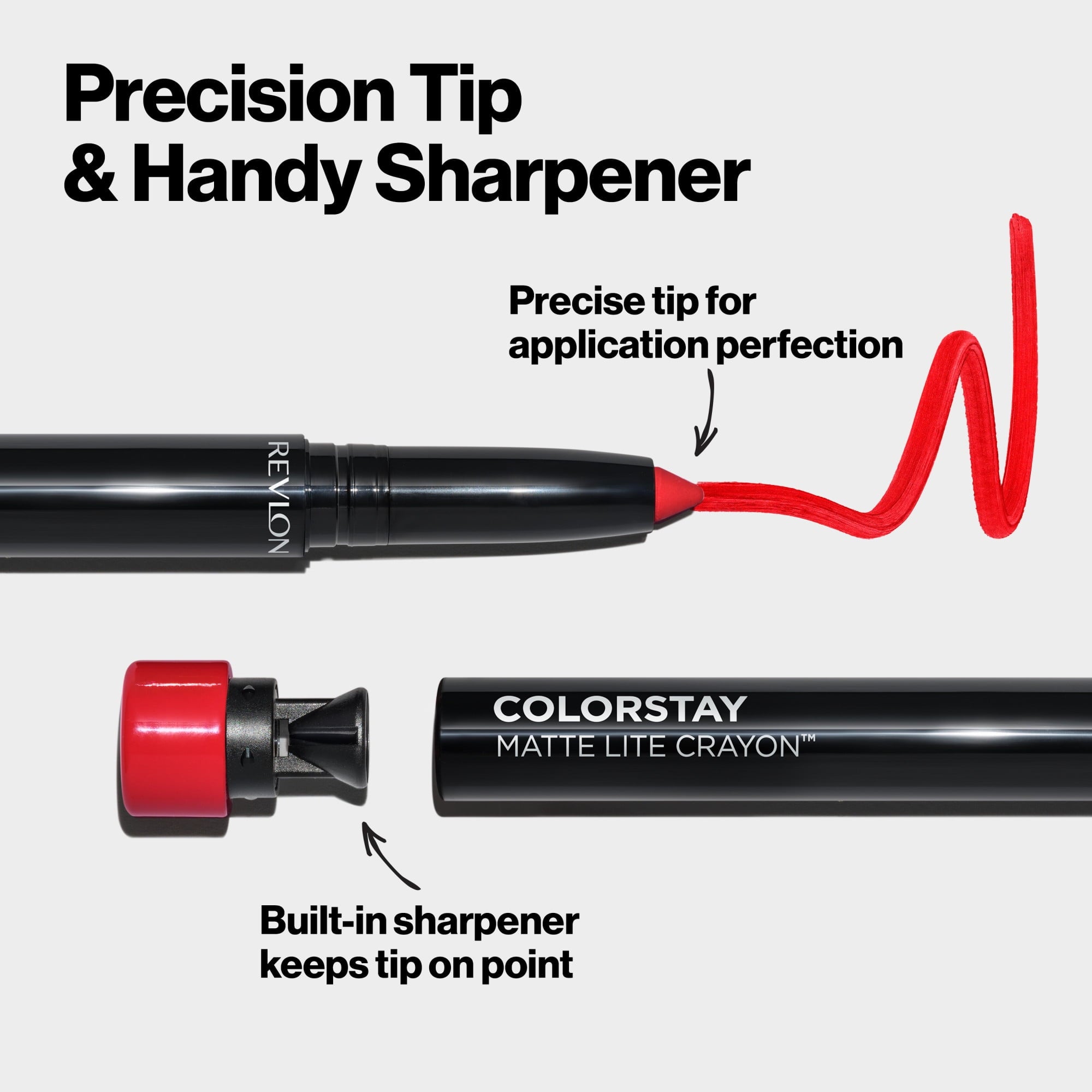 Revlon ColorStay Matte Lite Crayon Lipstick with Built-in Sharpener, Smudgeproof, Water-Resistant Non-Drying Lipcolor, 003 SoufflÃ© All Day, 0.049 oz