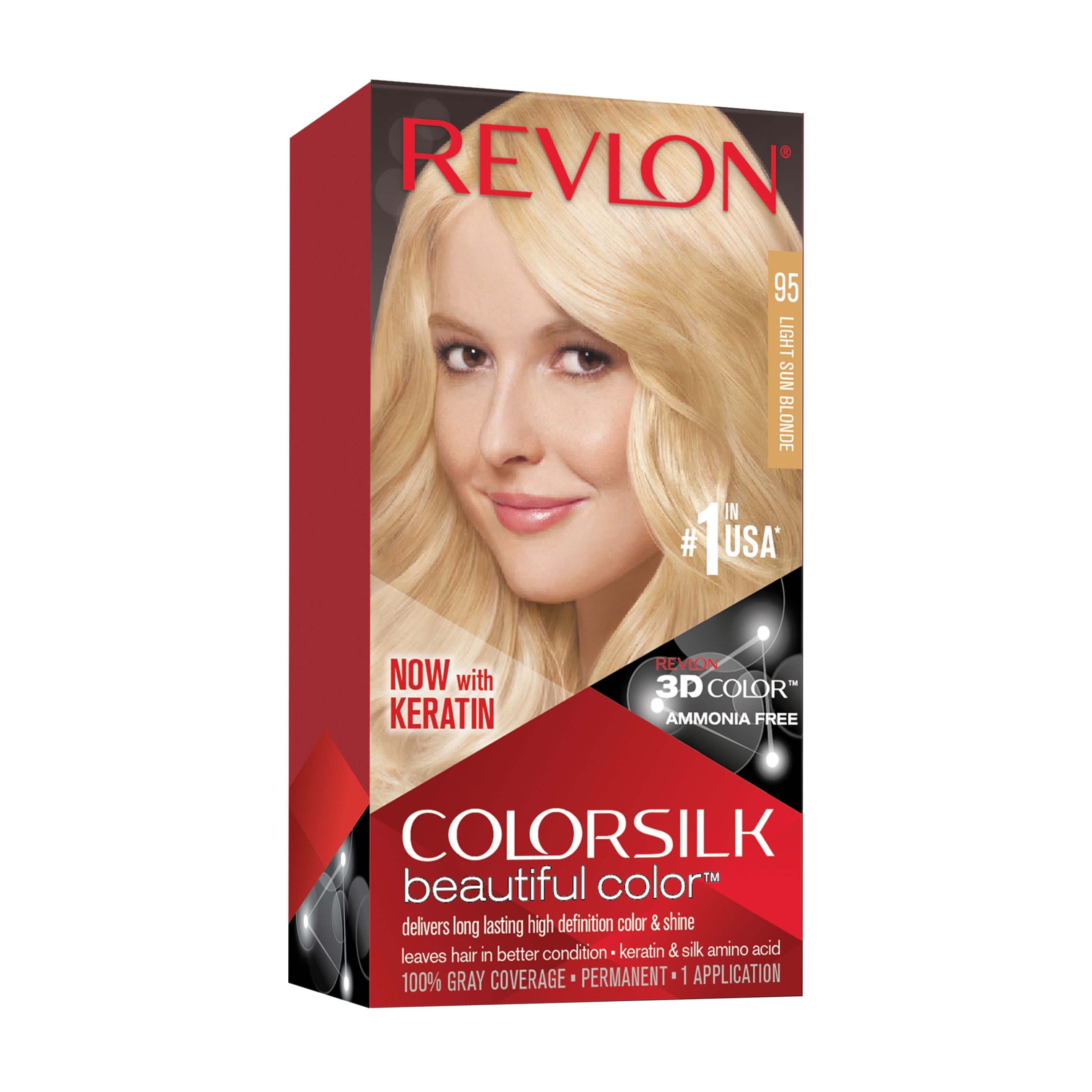 Revlon ColorSilk Beautiful Permanent Hair Color, 95 Light Sun Blonde, 1 Count