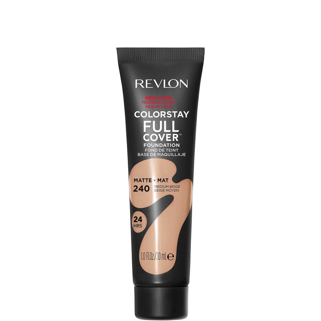 Revlon ColorStay Full Cover Matte Foundation, Heat & Sweat Resistant Lightweight Face Makeup, Medium Beige (240), oz