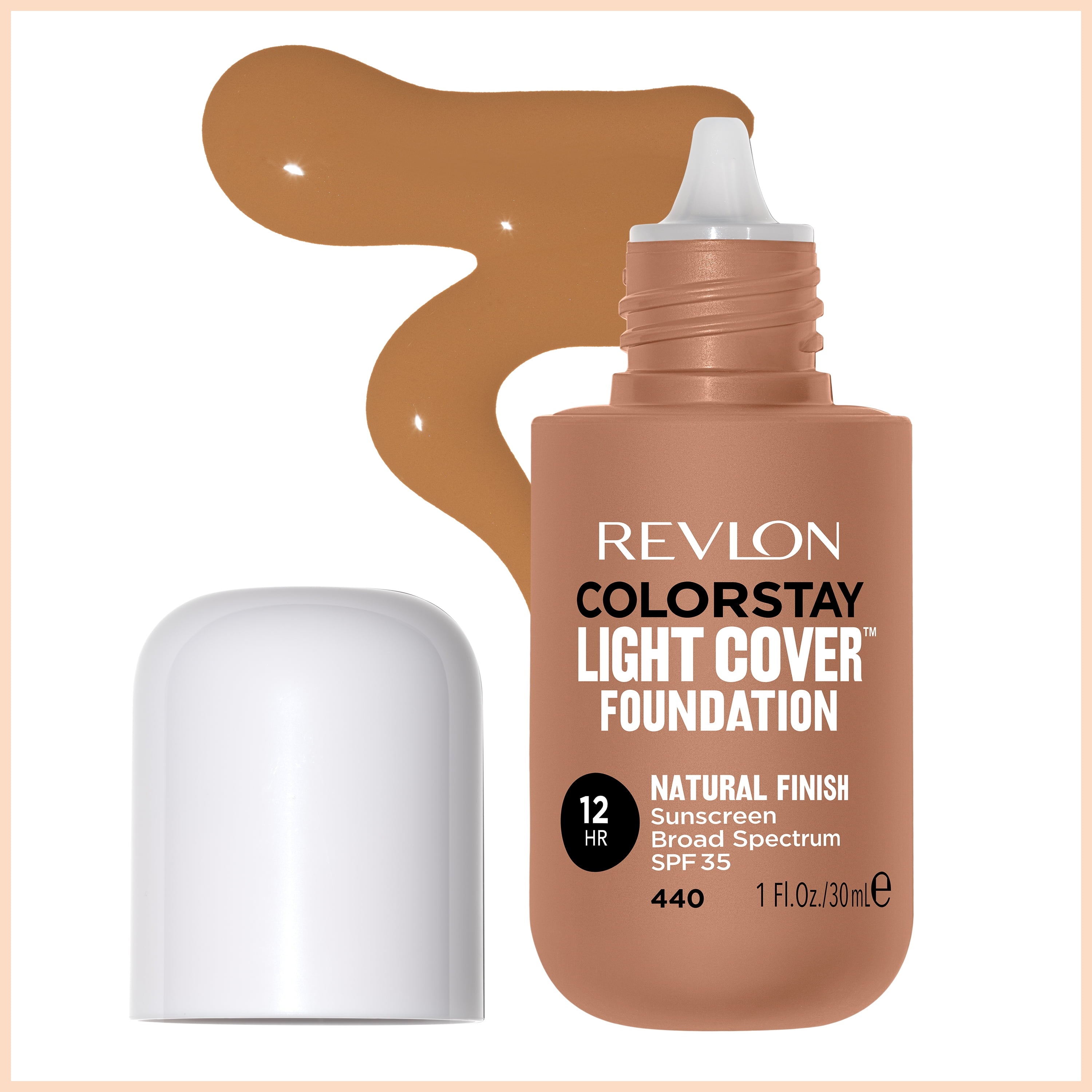 Revlon ColorStay Light Cover Liquid Foundation, Hydrating Longwear Weightless Makeup with SPF 35, Light-Medium Coverage for Blemish, Dark Spots & Uneven Skin Texture - 440 Caramel