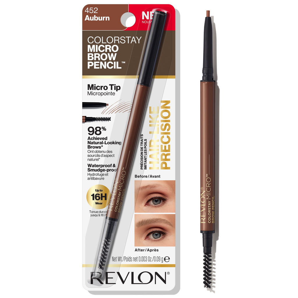 Revlon ColorStay Micro Waterproof and Long Wearing Eyebrow Pencil, 452 Auburn, 0.003 oz