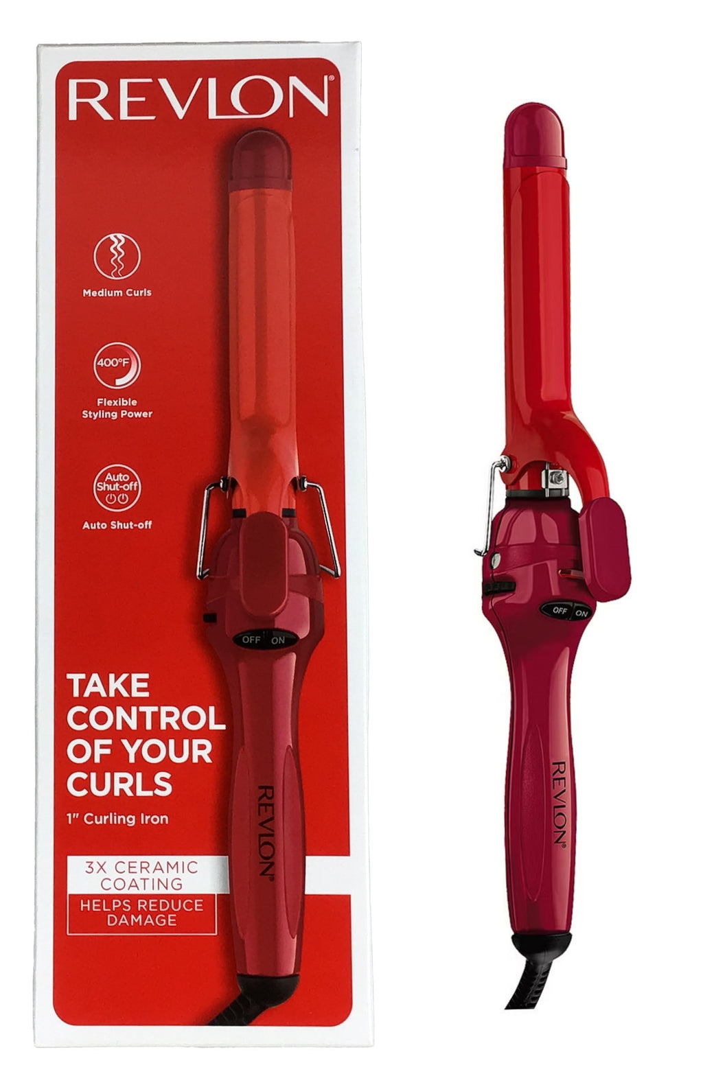 Revlon Take Control of Your Curls 1" Barrel 3X-Coated Ceramic Curling Iron - RED