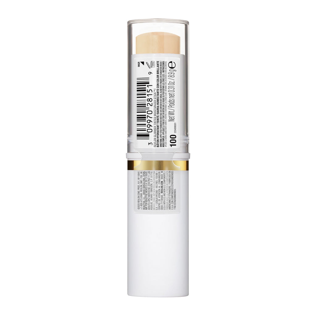 Revlon Glimmer Tinted Facial Moisturizer Stick, Light Coverage Foundation, 100, 0.31 oz