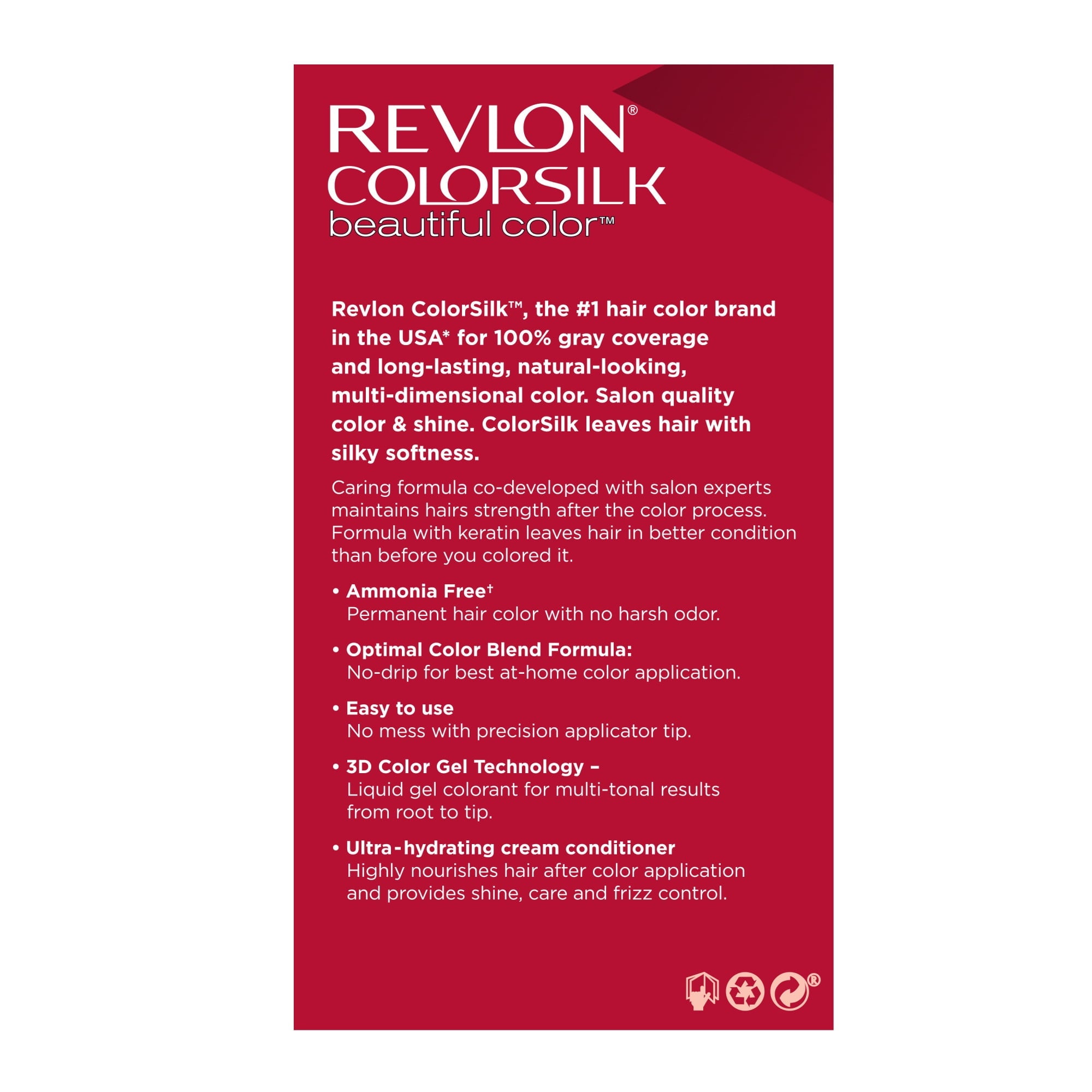 Revlon ColorSilk Beautiful Color Permanent Hair Color 3 Pack, Black, 3 Pack