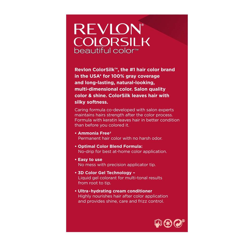 Revlon Colorsilk Beautiful Color Permanent Hair Color 3 Pack, 049 Auburn Brown, 3 Pack