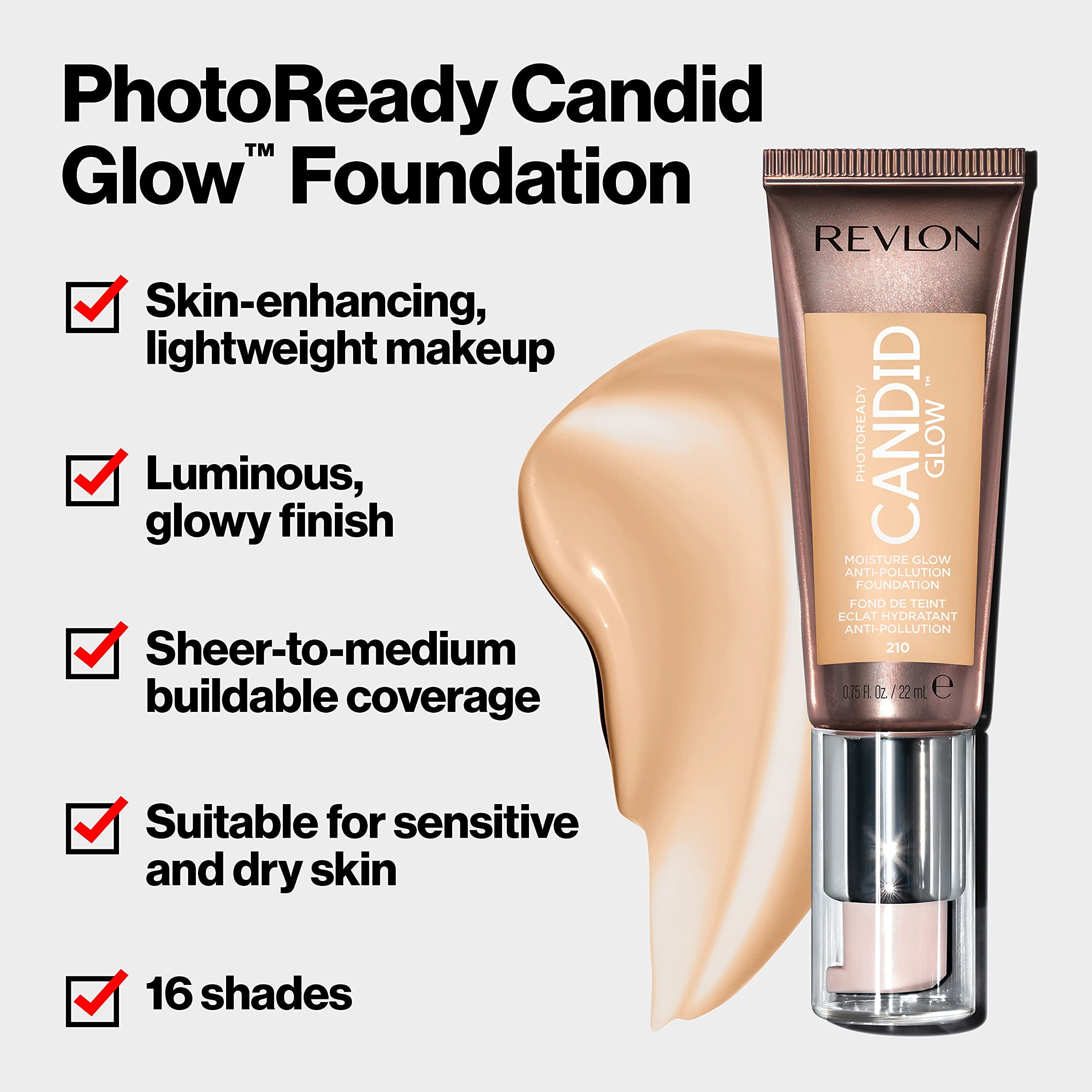 PhotoReady Candid Glow Moisture Glow Anti-Pollution Foundation, 150 Crème Brulee, 0.75 fl oz