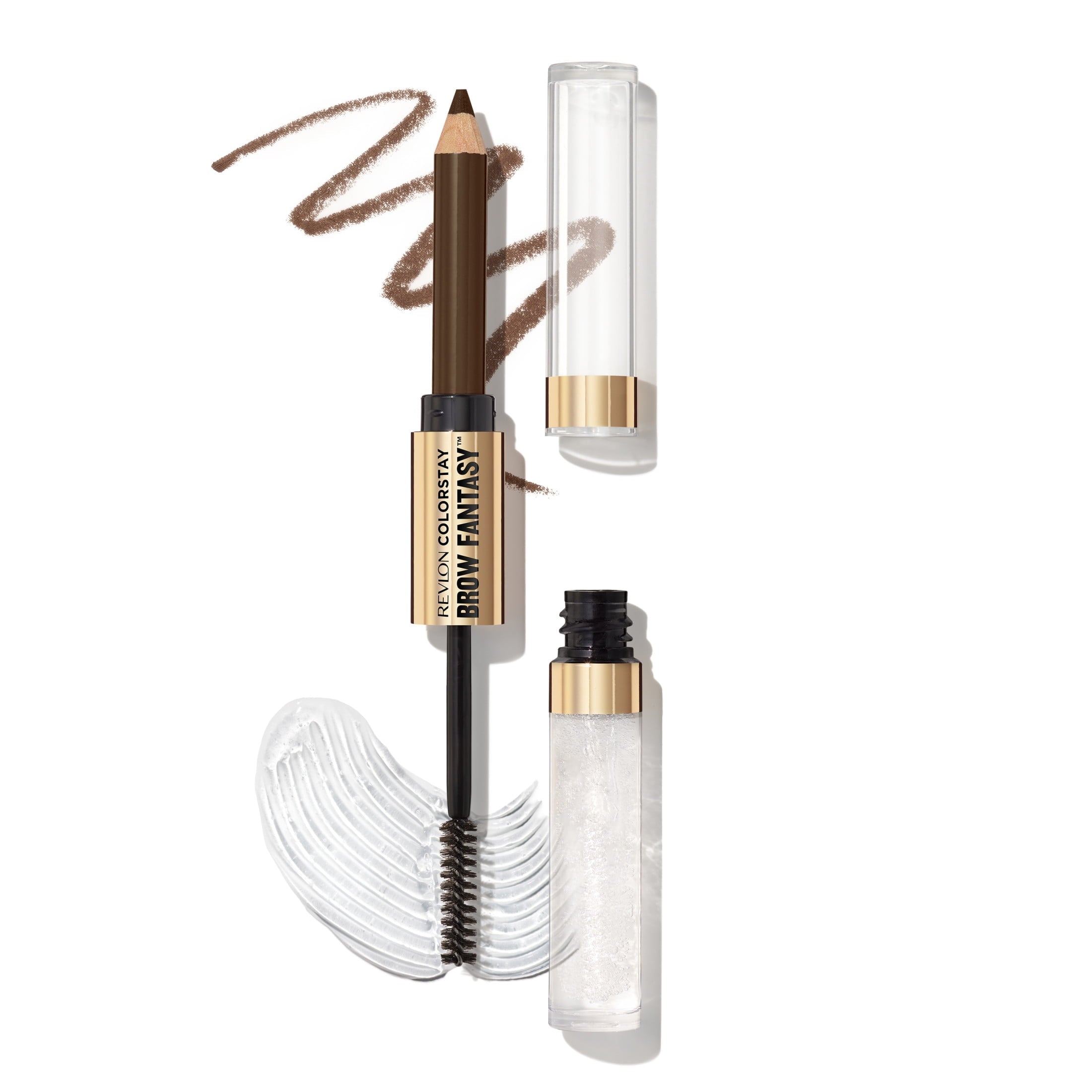 (2 pack) Revlon ColorStay Brow Fantasy, Eyebrow Pencil with Clear Shaping Gel, 003 Medium Brown