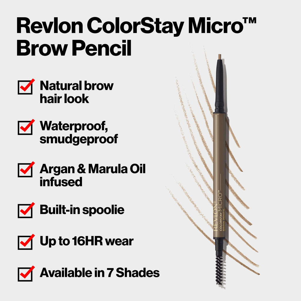 Revlon ColorStay Micro Waterproof and Long Wearing Eyebrow Pencil, 454 Medium Brown, 0.003 oz