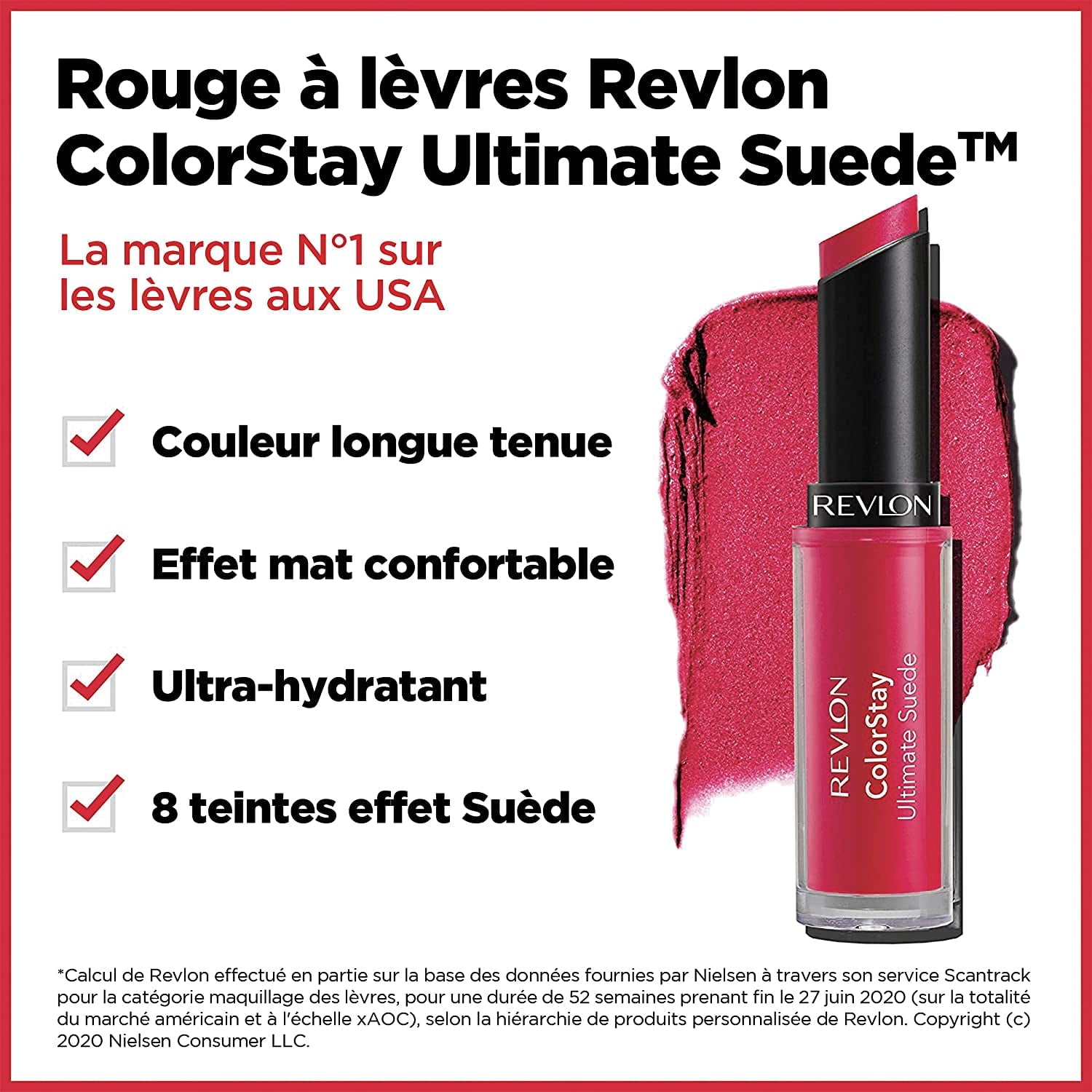 Revlon Lipstick, ColorStay Ultimate Suede Lipstick, High Impact Lip color with Moisturizing Creamy Formula, Infused with Vitamin E, 010 Finale, 0.09 Oz