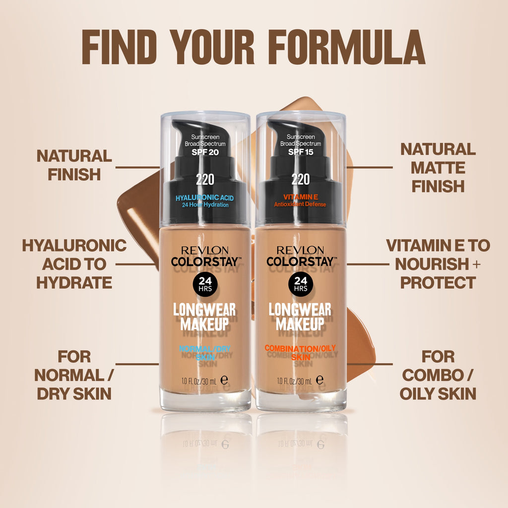 Revlon ColorStay Liquid Foundation Makeup, Normal/Dry Skin, SPF 20, 220 Natural Beige, 1 fl oz