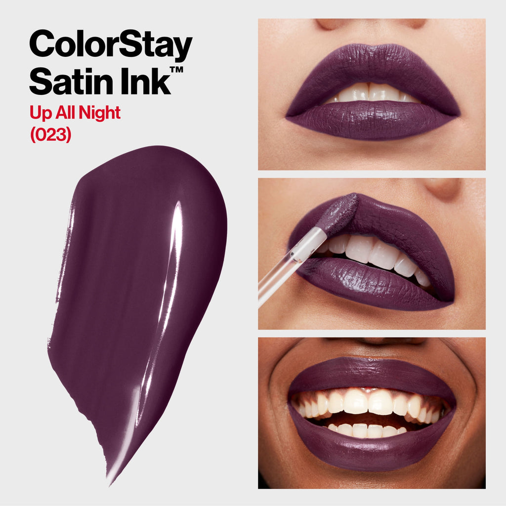 Revlon ColorStay Satin Ink Long Lasting Lipstick with Vitamin E, 023 Up All Night, 0.17 fl oz